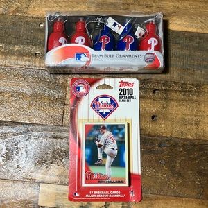 Tops 2010 unopened Phillies team set cards+Phillies team bulb ornaments